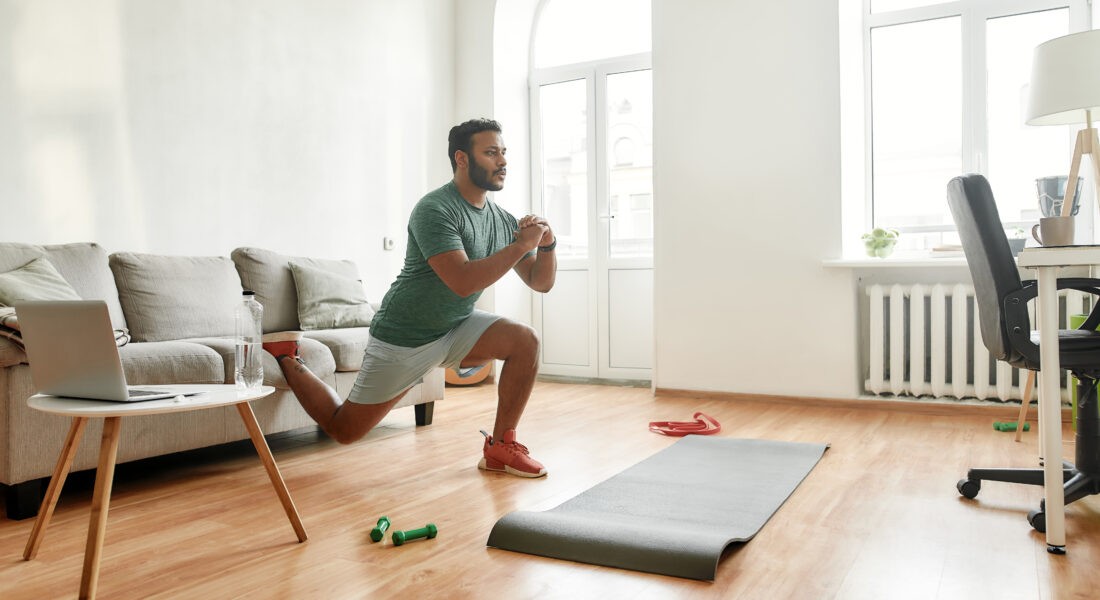 man doing an at home workout